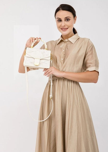 Mini Top Handle Bag Polyurethane Faux Leather Lace Detail