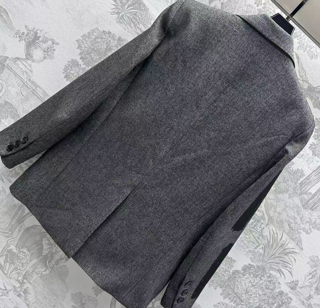 Dior 2025 Miss Dior Blazer Jacket Gray Black Cotton
