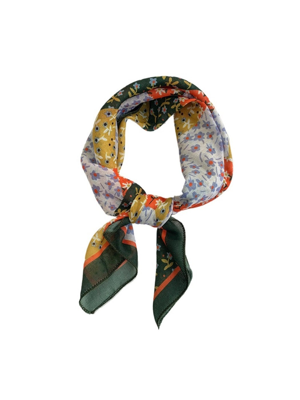 Haila - 20" Colorblock Floral Square Headscarf - Spring Essential