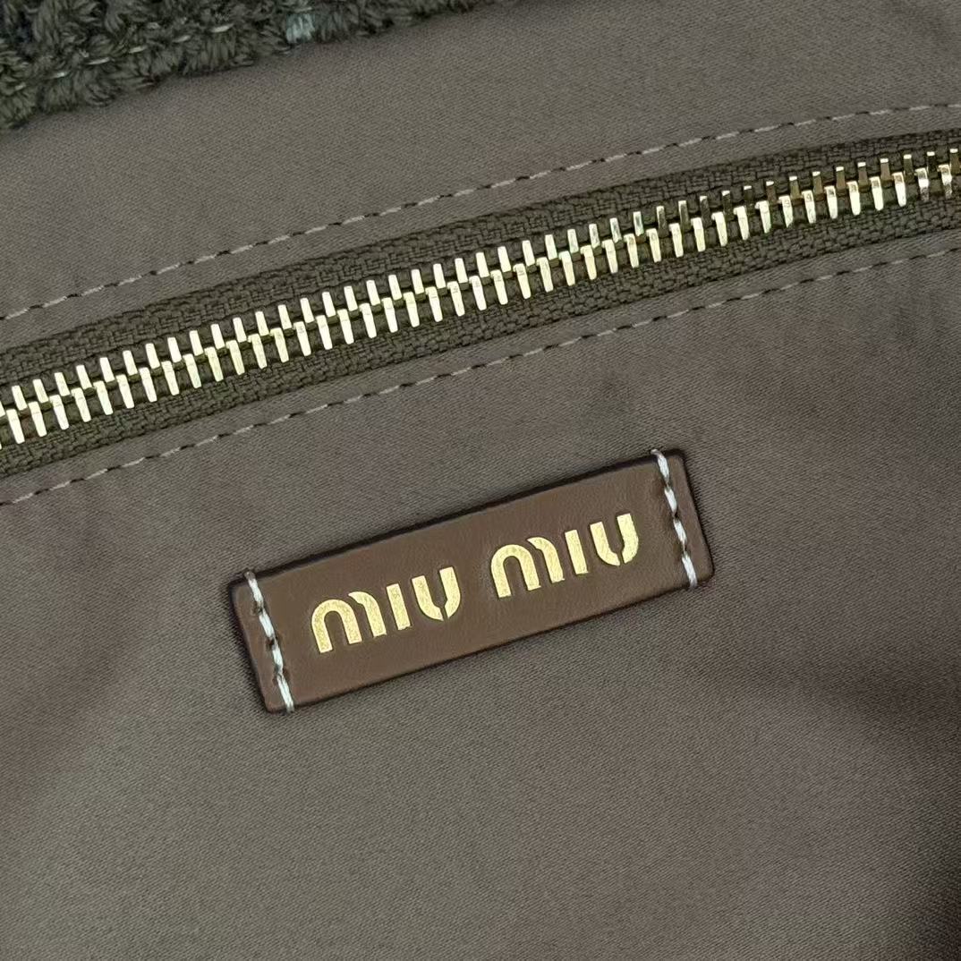 Miu Tote Bag 40cm Raffia-Effect Woven