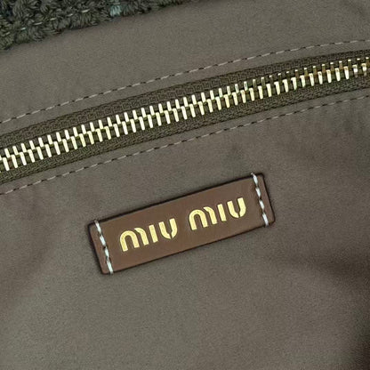 Miu Tote Bag 40cm Raffia-Effect Woven