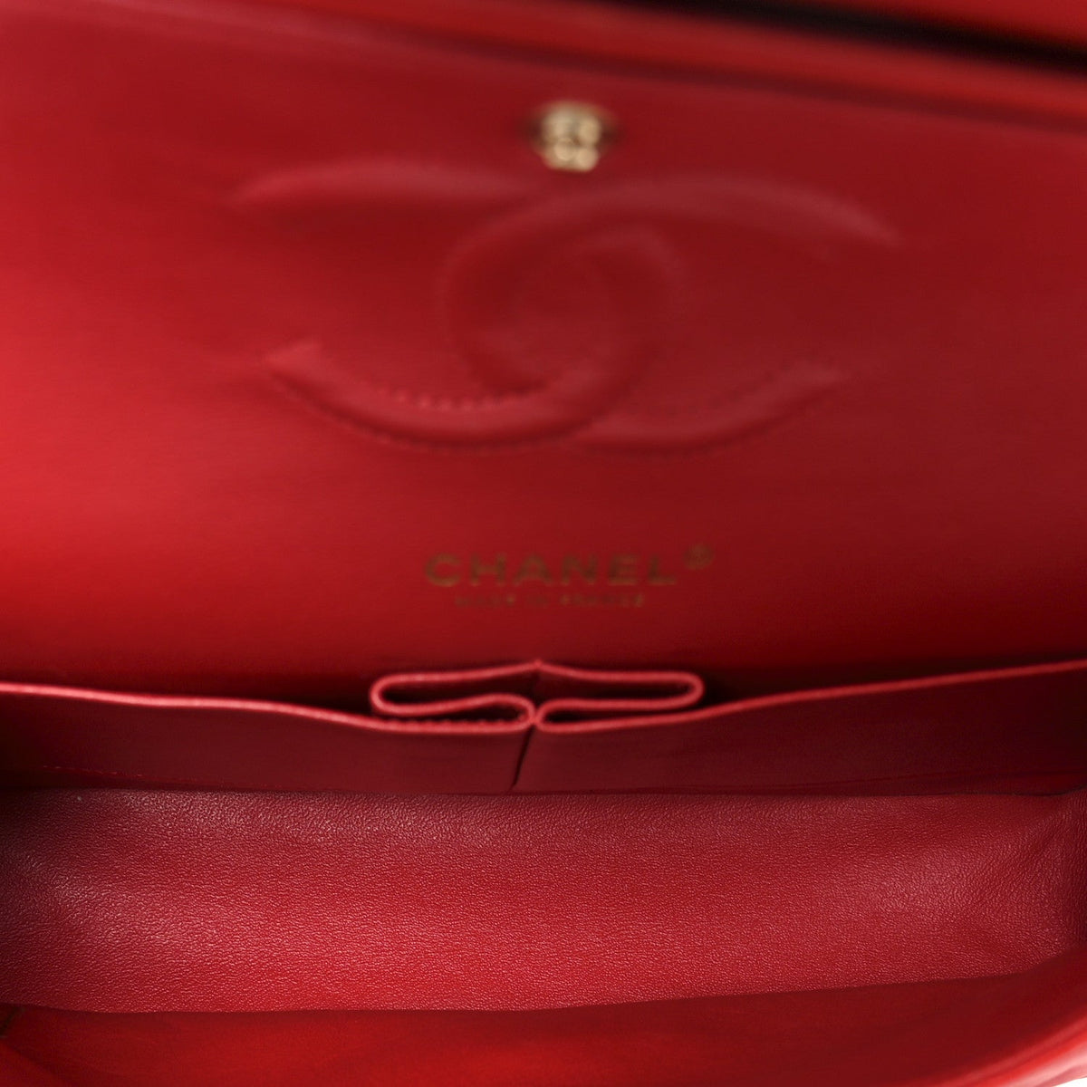 Lambskin Quilted Medium Double Flap Red