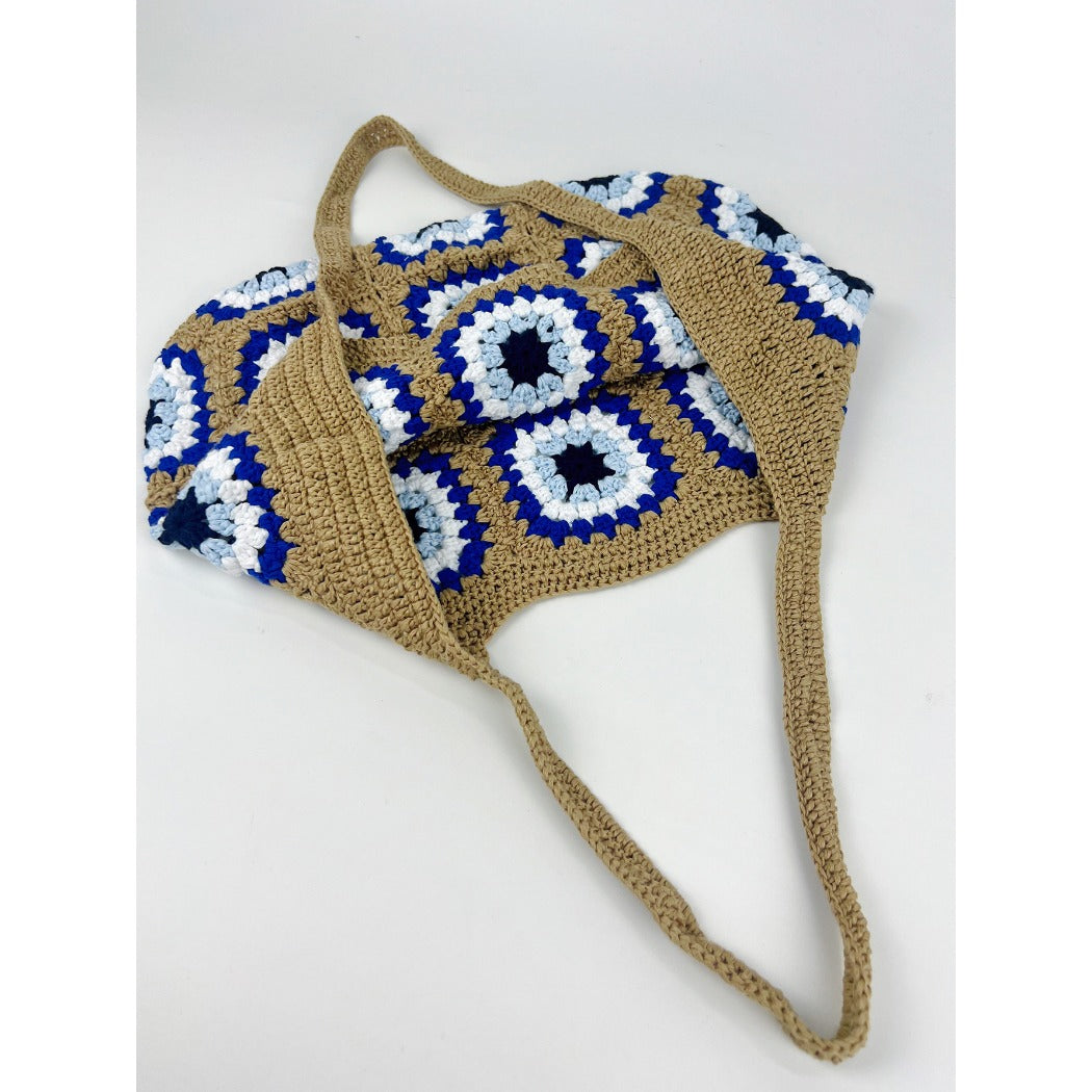 Cosbai - Handwoven Shoulder Bag – Coffee &amp; Blue