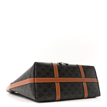 Triomphe Canvas Calfskin Cabas Drawstring Tan