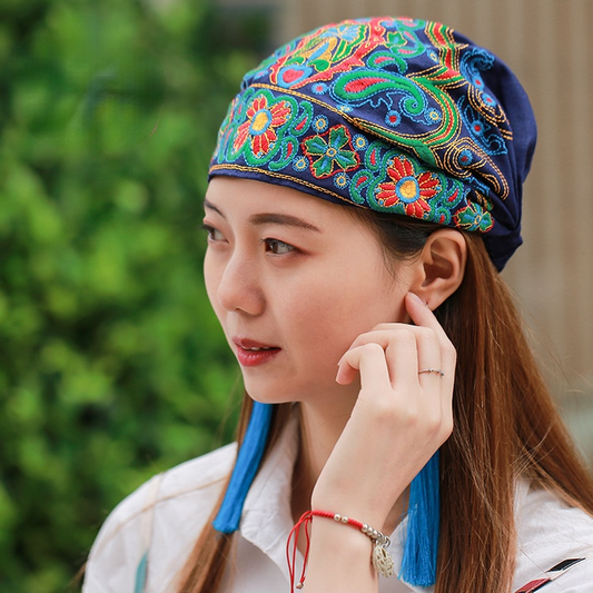 Tibetan Ethnic Embroidered Headscarf Hat Leisure Retro Embroidered Hat