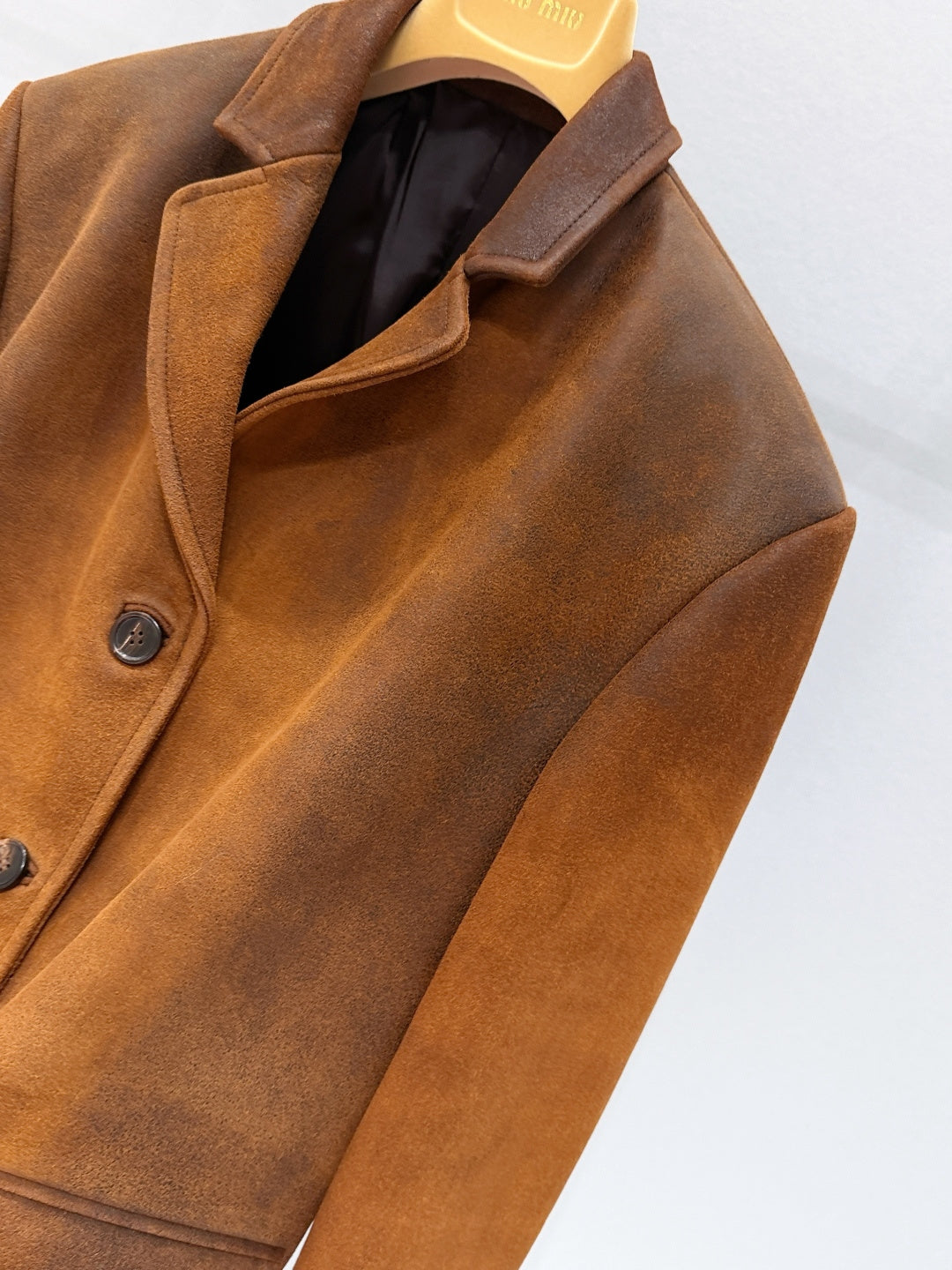 Miumiu 2026 Waxed Jacket Brown Suede Leather