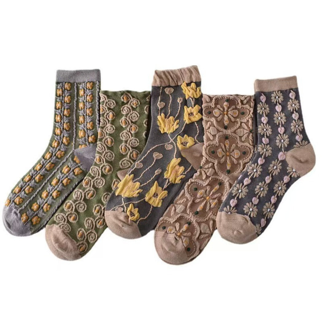 Rufia - Floral Knit Socks - Vintage &amp; Stretchy