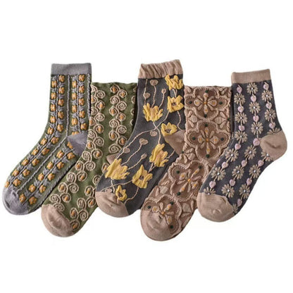Rufia - Floral Knit Socks - Vintage &amp; Stretchy