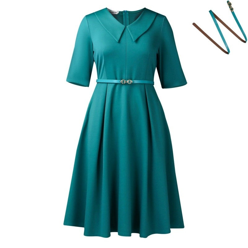 Solid Color Short Sleeve Dress