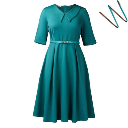 Solid Color Short Sleeve Dress