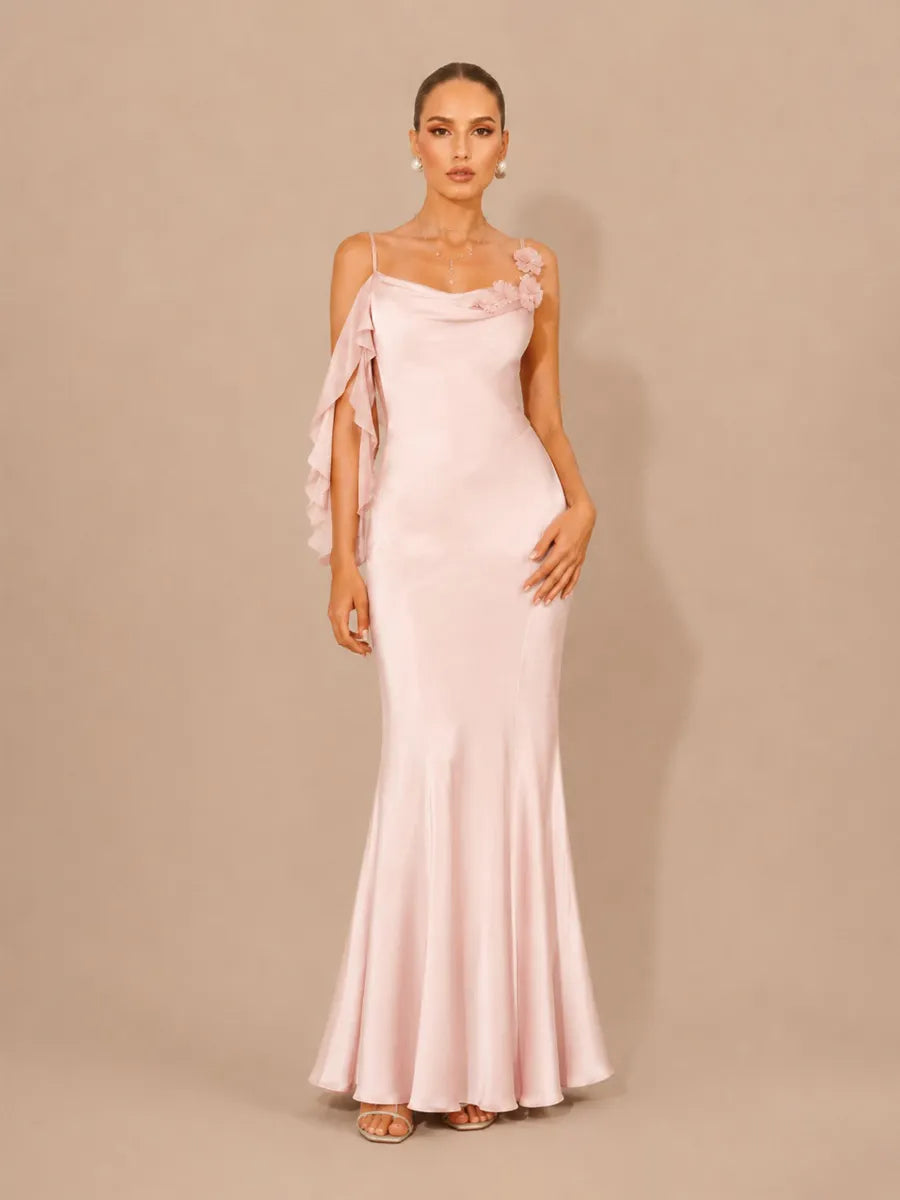 Rafaela Floral-Embellished Open-Back Mermaid Maxi Dress
