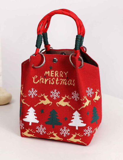 Cute Reindeer Portable Christmas Woven Gift Bag
