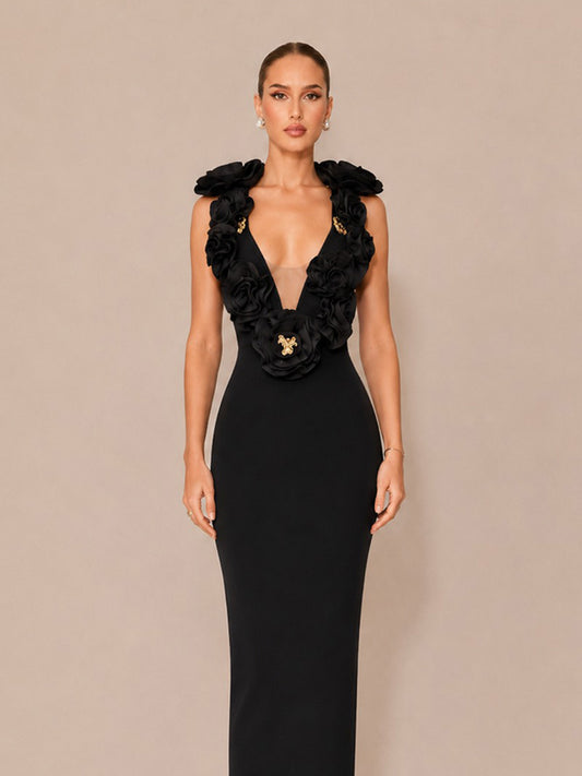 Bellamy Metallic-Trim Ruffled Maxi Dress