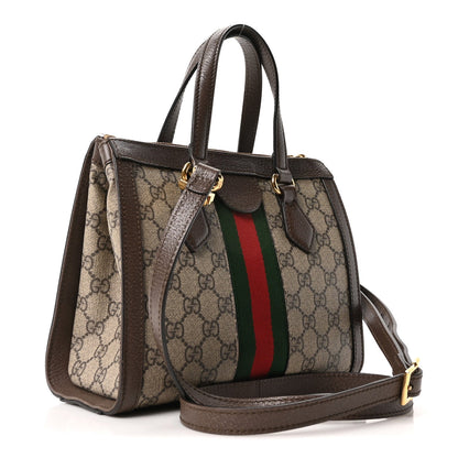 GG Supreme Monogram Small Ophidia Tote Bag Brown