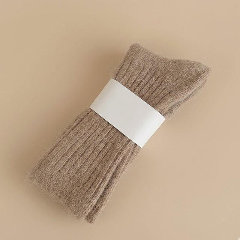 Solid Color Striped Warm Soft Crew Socks