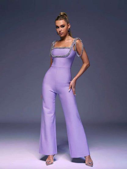 Catalina Crystal bead Bandage Jumpsuit