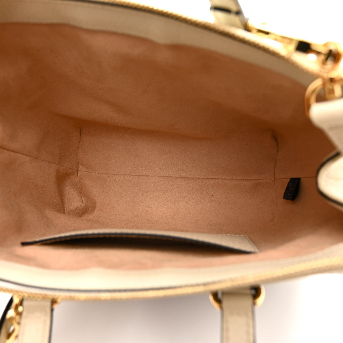 GG Supreme Monogram Textured Dollar Calfskin Web Small Ophidia Tote Bag Beige Ebony Mystic White