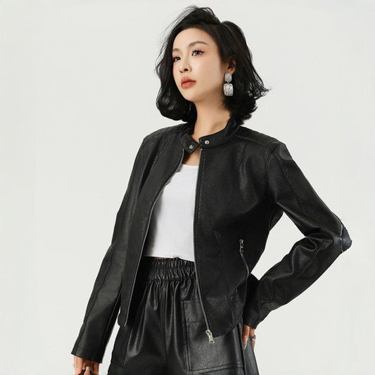 Short Biker Leather Jacket