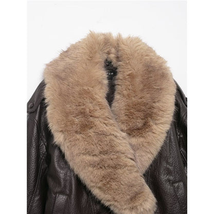 Detachable Collar Faux Leather Jacket