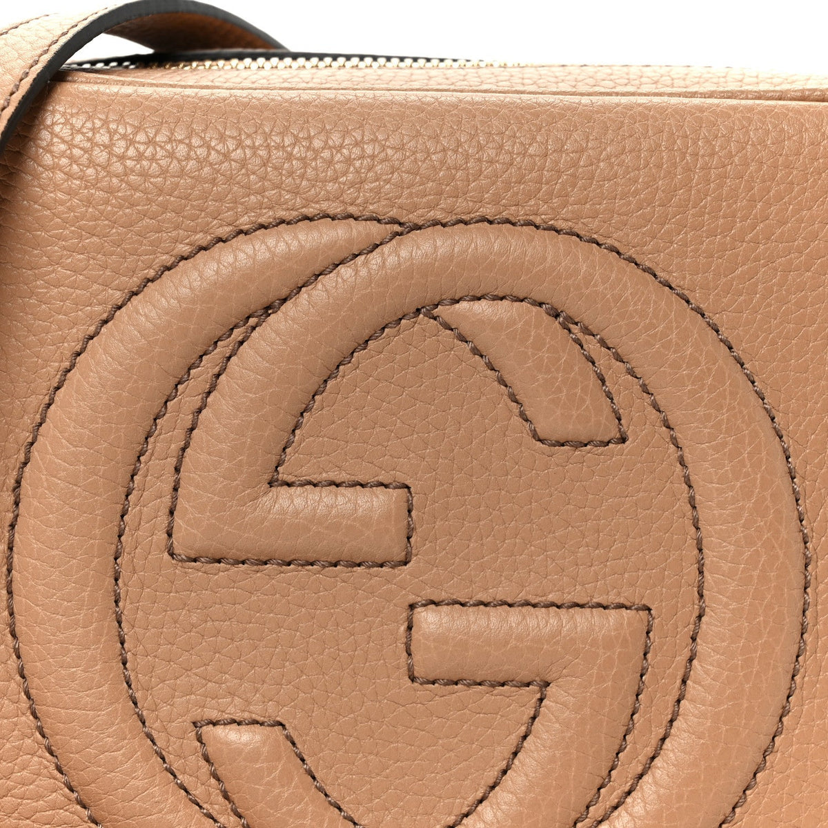 Pebbled Calfskin Small Soho Disco Bag Camelia