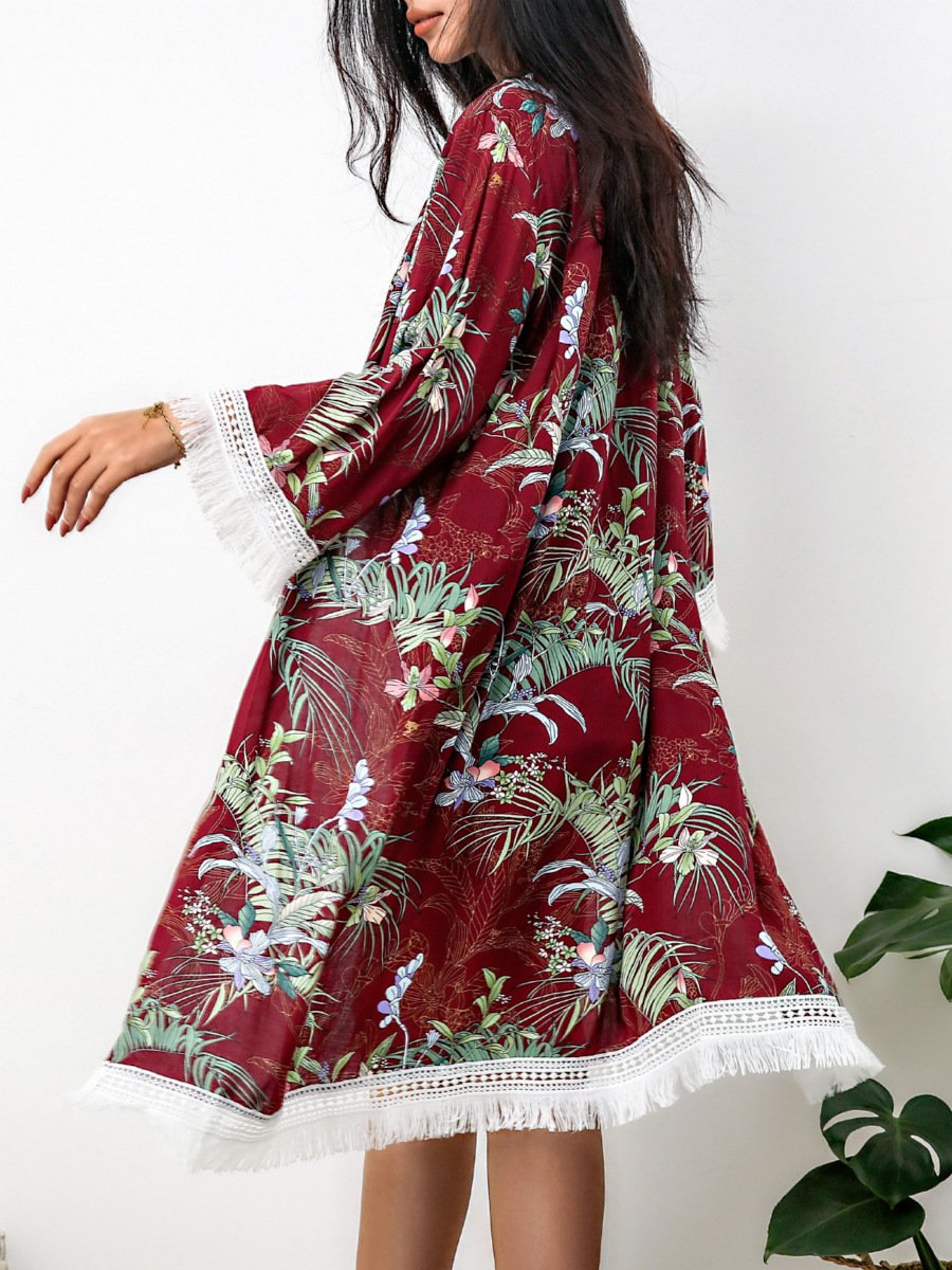 Women'S Summer New Beachwear Bikini Hoodies Long Sushi Cotton Sunscreen Women
