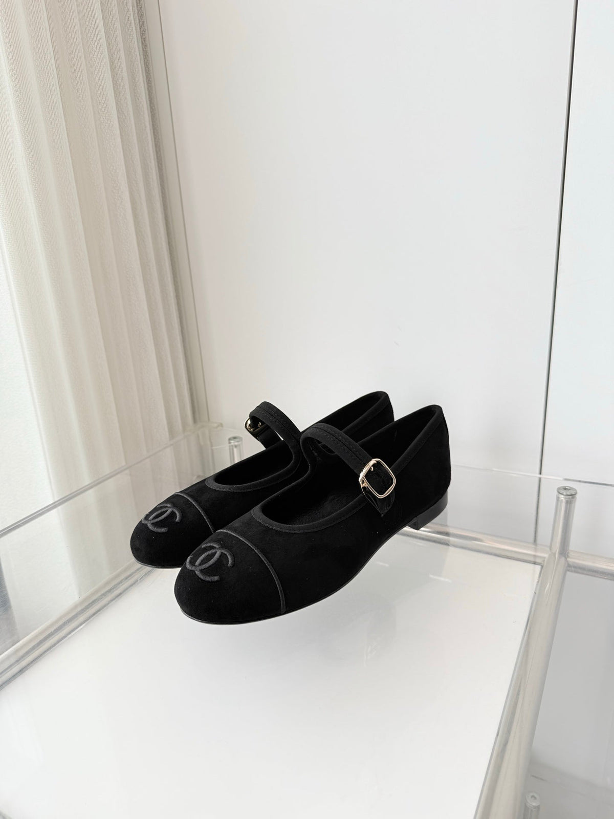 Chanel 26 Mary Jane Shoe Black in Suede 597380