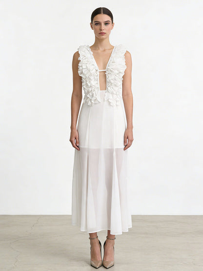 Noelle V Neck Layered Ruffle Maxi Dress