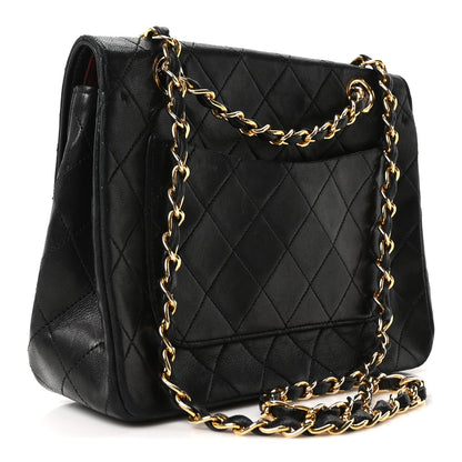 Lambskin Quilted Small Single Flap Black