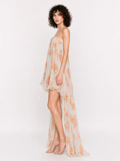 Isabella Floral Chiffon Strapless Mini Dress
