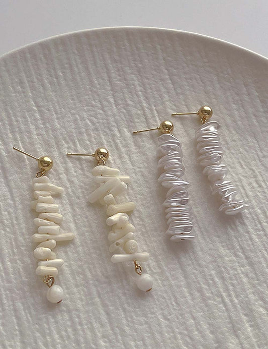 Asymmetric Corals Shells Drop Stud Earrings
