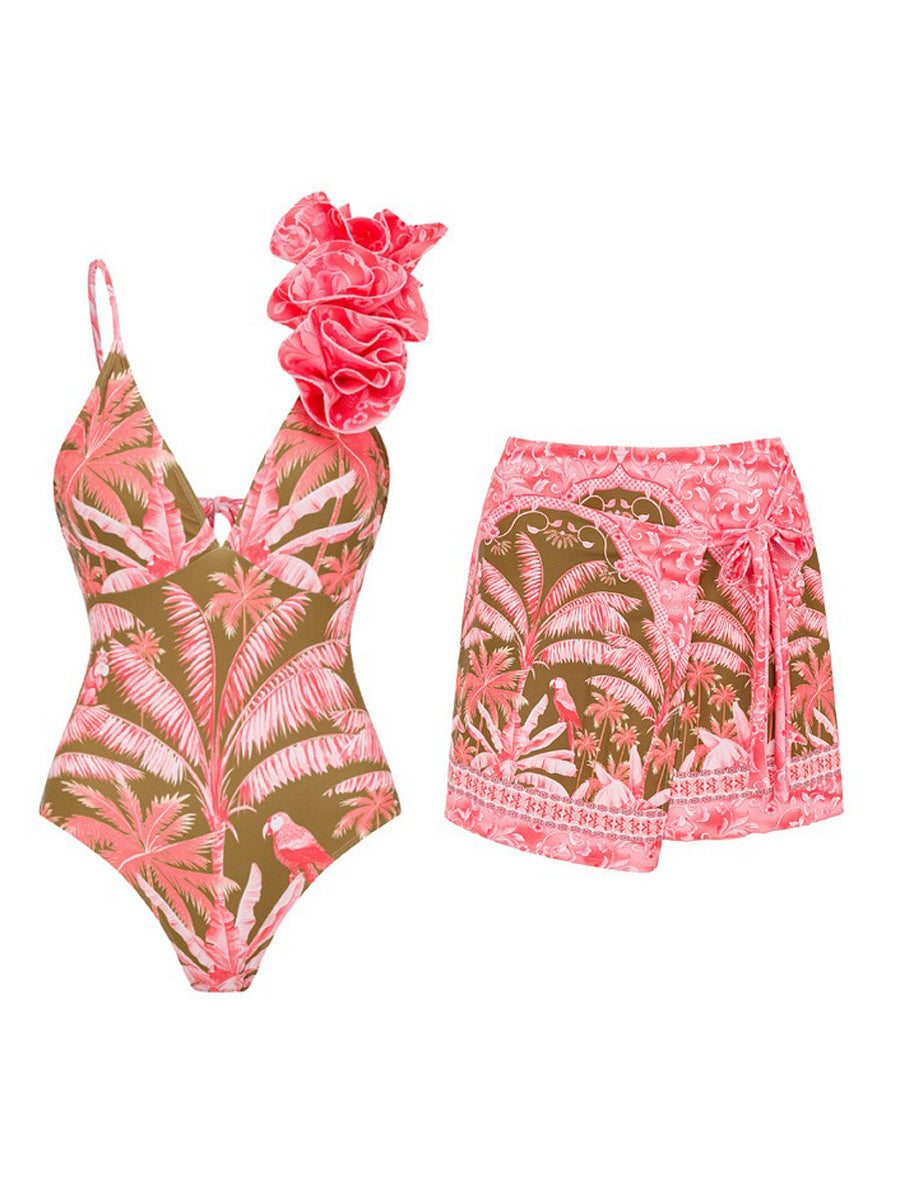 Aurelia Printed Sexy Swimsuit Set