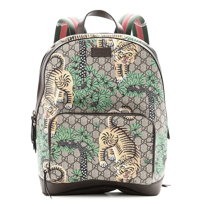 GG Supreme Monogram Bengal Web Day Backpack Beige Yard