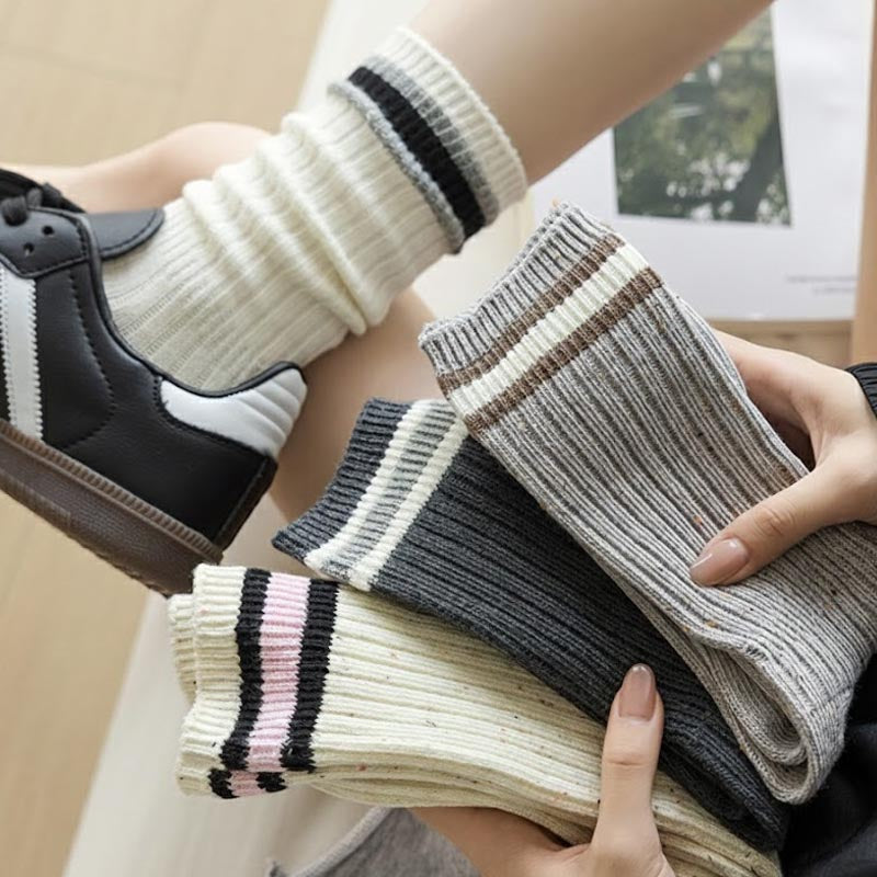 Minimalist Striped Color Block Crew Socks