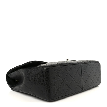 Caviar Quilted Jumbo Double Flap Black