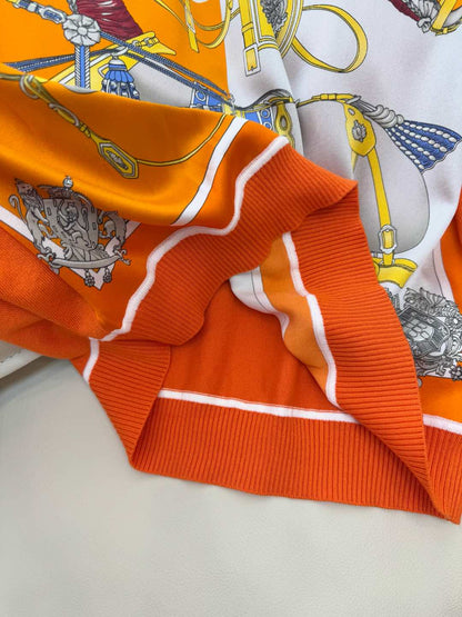 Hm Long Sleeve Knit Sweater Orange Silk