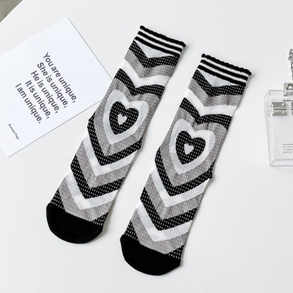 Rufia - Hollow Heart Pattern Mid-Calf Stockings