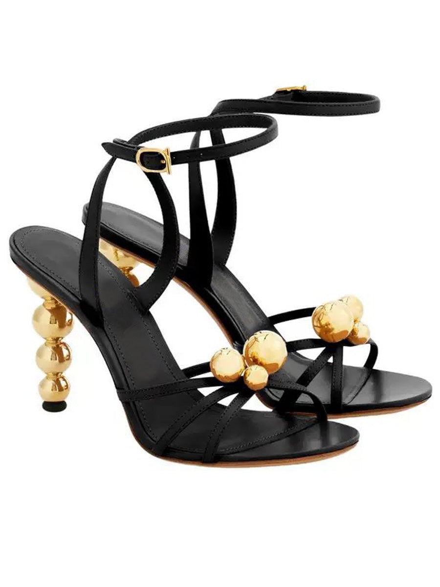 Oceane Sexy Metal Ball Embellished Sandals