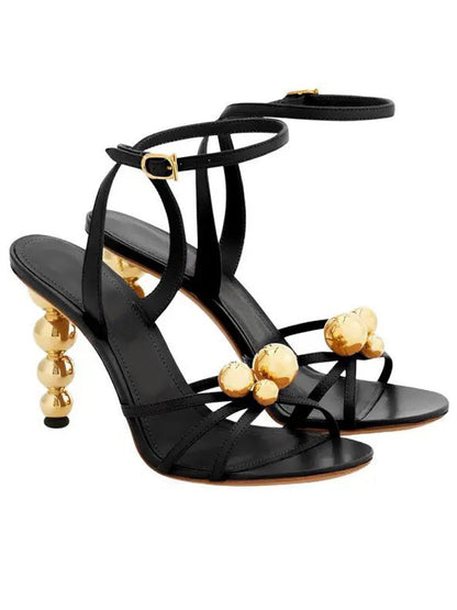 Oceane Sexy Metal Ball Embellished Sandals