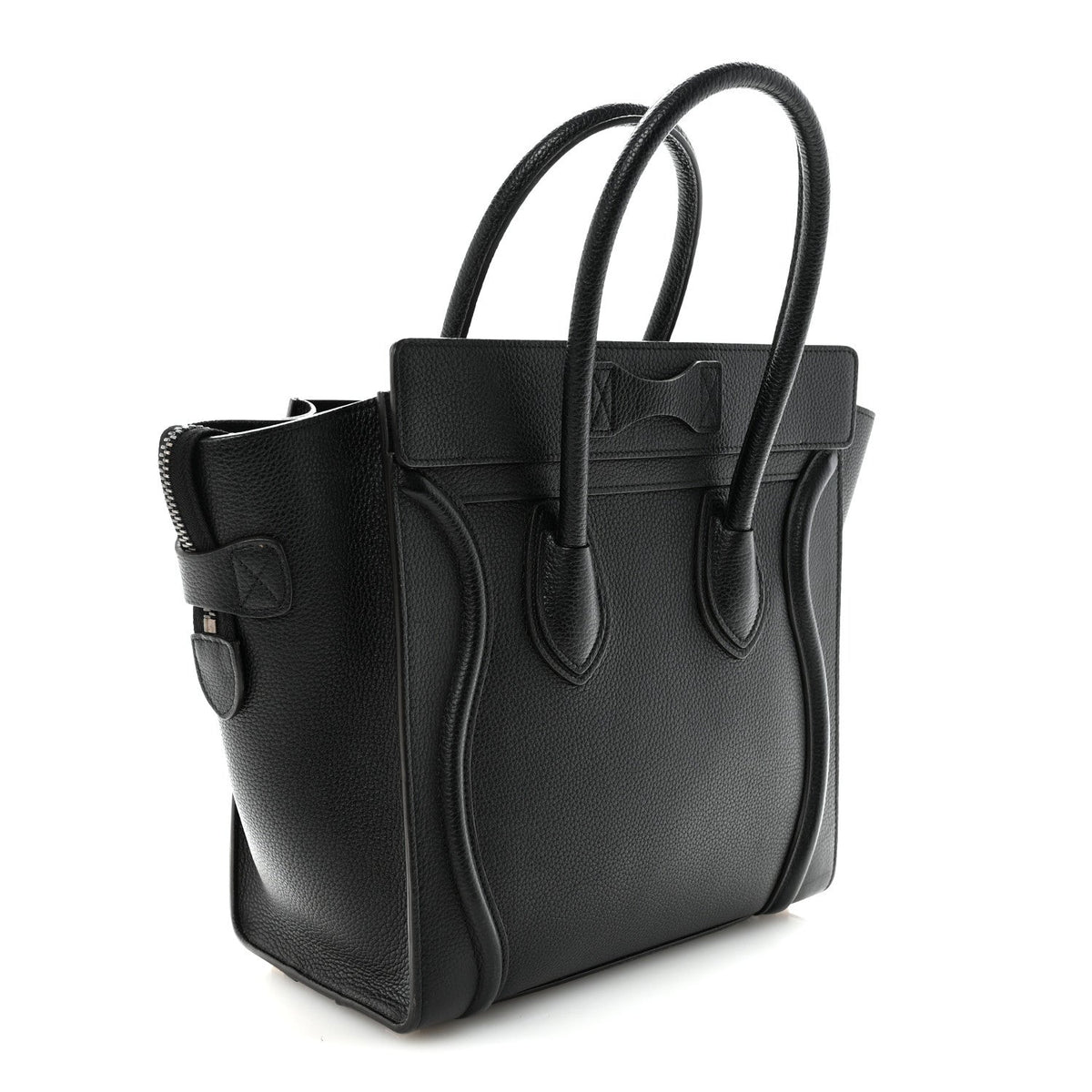 Drummed Calfskin Micro Luggage Black