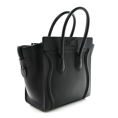 Drummed Calfskin Micro Luggage Black