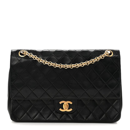 Lambskin Quilted Medium Double Flap Bijoux Chain Black
