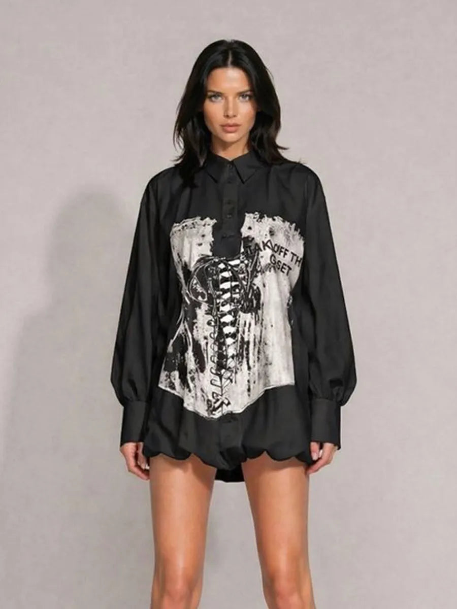 Alaina Niche-Style Printed Long-Sleeve Shirt