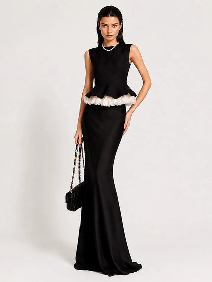 Hazel Sleeveless Color-Block Maxi Skirt Set