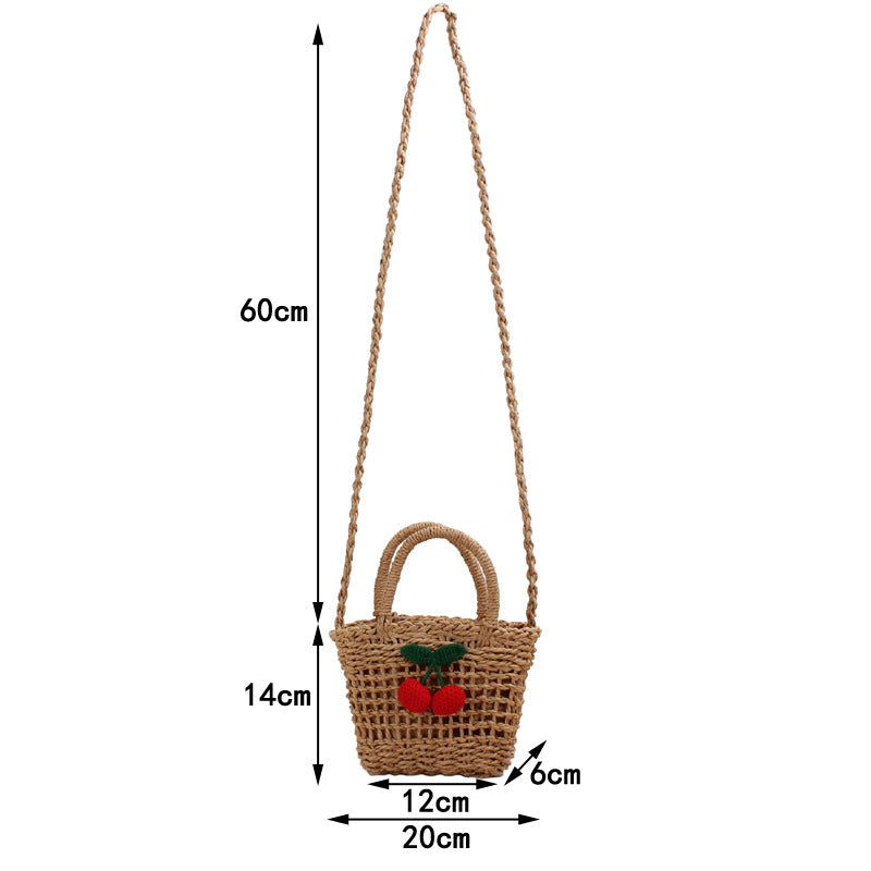 Crochet Market Bag Cherry Grass Woven Bag