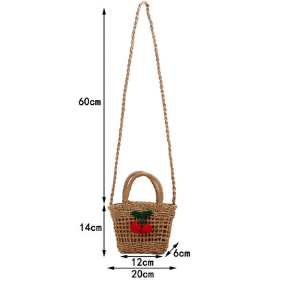 Crochet Market Bag Cherry Grass Woven Bag