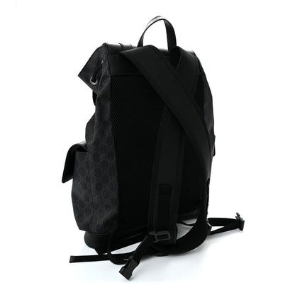 Soft GG Supreme Monogram Calfskin Web Double Buckle Backpack Black