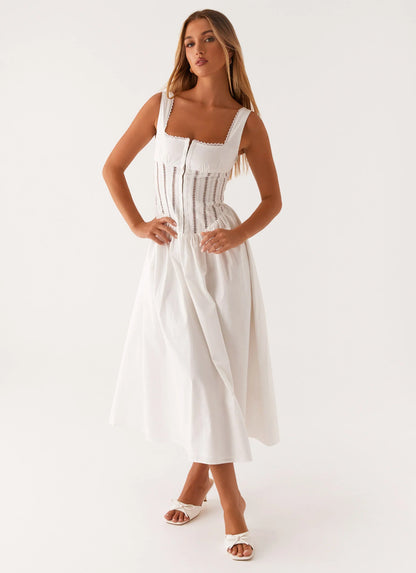 Waiting On You Midi Dress - White