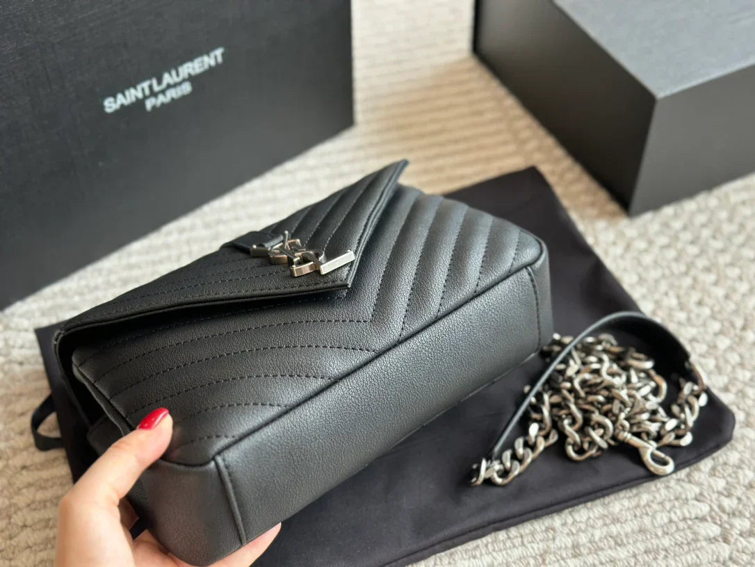 YSL Classic Black Leather Tote Bag Size 24x17cm