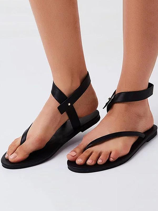 Black Low-Heel Sandals Shoes For Women