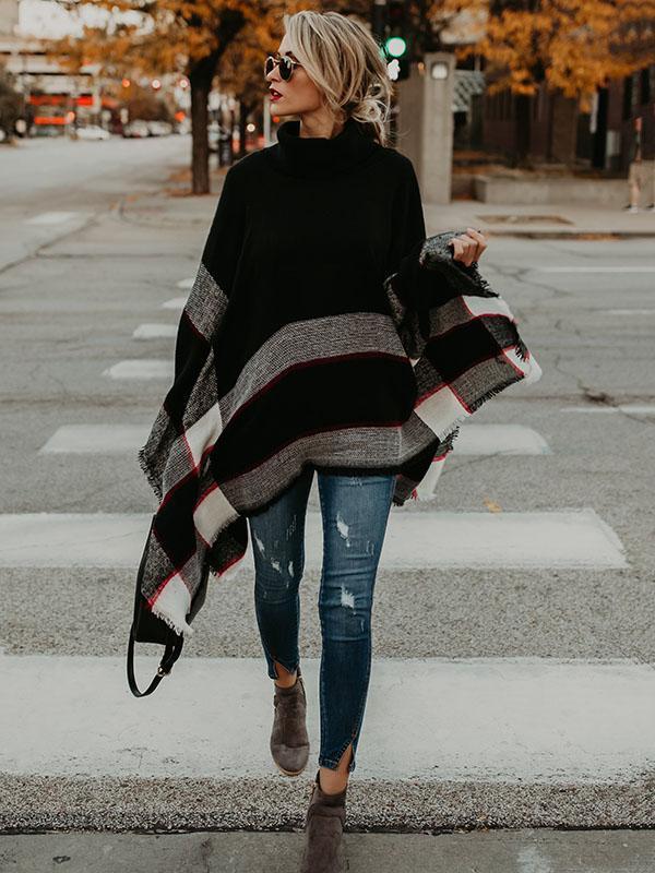 Fashion High-Neck Knitting Sweater Cover-Ups Tops